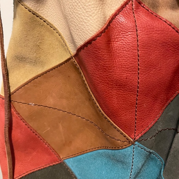 VTG Lucky Band Floral Leather Patchwork Hobo Bag - Picture 15 of 15